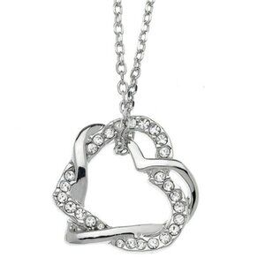 Swarovski Crystal - Sterling Silver Ovl Double Twisted Hearts Necklace - Jewelry